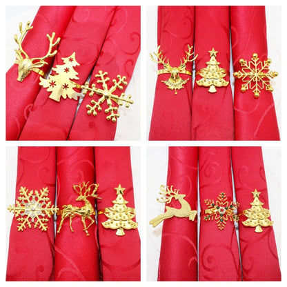 Ensemble de ronds de serviette de Noël dorés