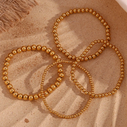 Gold-Plated Elastic Bead Bracelets for Women