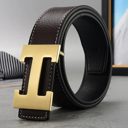 Men's Lightwieght Metal Smooth Genuine Leather Belts