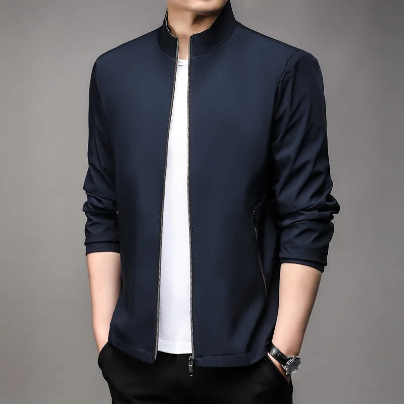Men's Lightweight Stand Collar Spring Zip-Up Jacket