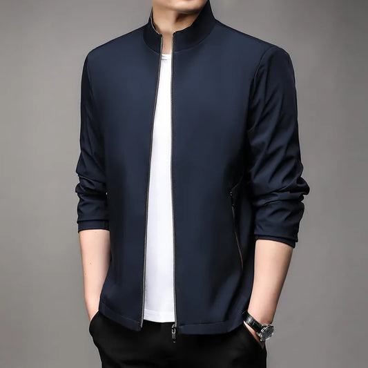 Veste homme business casual à col montant – Veste légère zippée unie