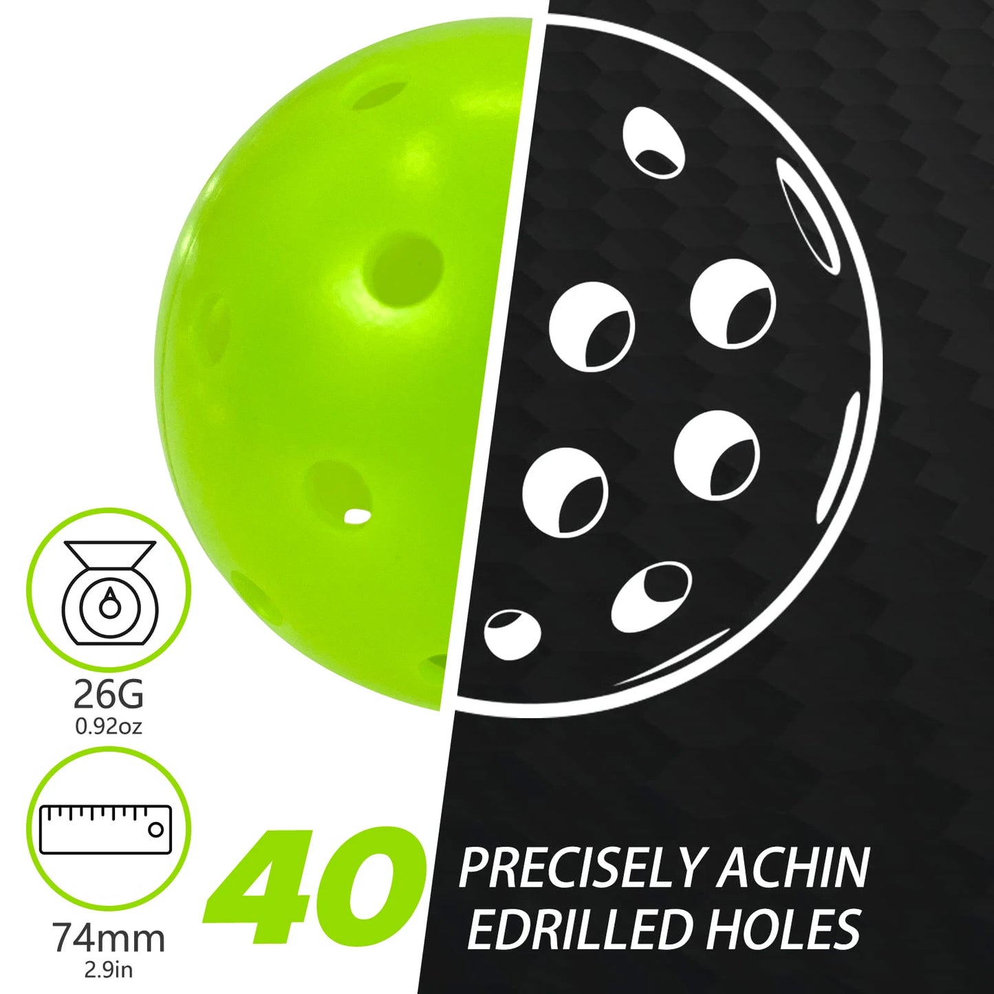 40 Hole Outdoor Lime Green Pickleball