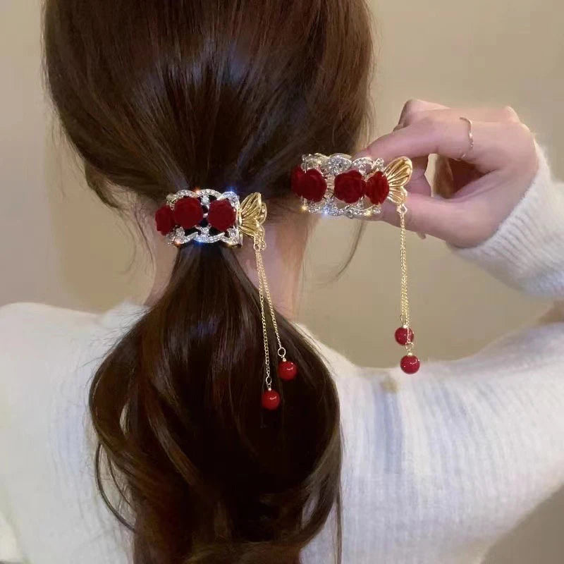 Chic Rhinestone Tassel Hair Claw