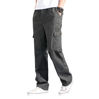 Versatile Oversize Men's Cargo Pants in Solid Grey