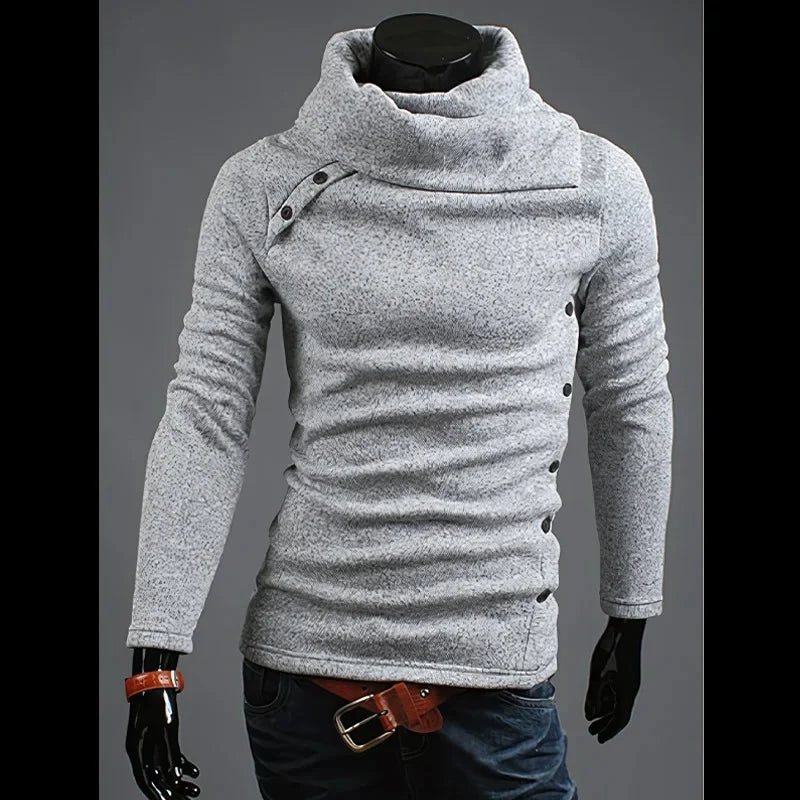 Plus Size 5XL Men's Turtleneck Hoodie - Long Sleeve Sweatshirt