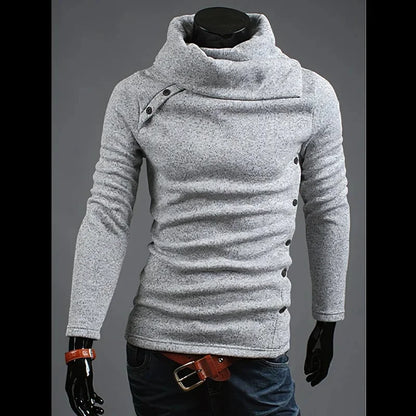 Plus Size 5XL Men's Turtleneck Hoodie - Long Sleeve Sweatshirt