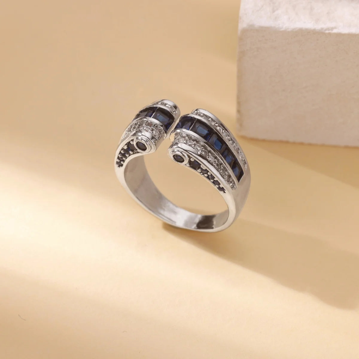 Women's Open Geometric Zircon Engagement Rings