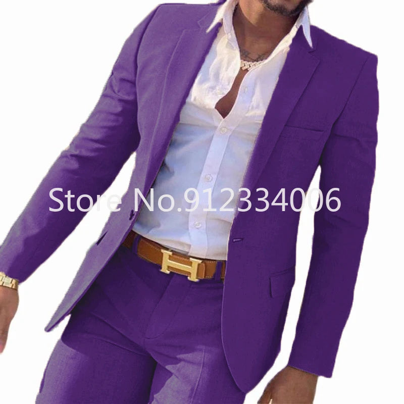 Beigefarbener 2-teiliger Hochzeitsanzug im Slim Fit für Herren – Blazer und Hose