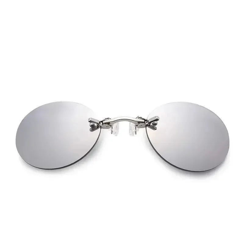 Men's Round Rimless Mini Clip On Nose Glasses