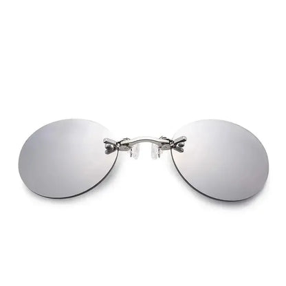 Men's Round Rimless Mini Clip On Nose Glasses