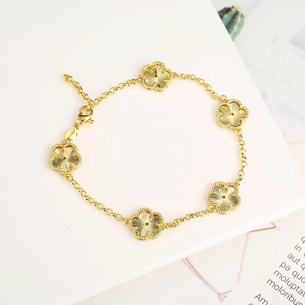 Gold-Plated Hollow Plum Blossom Double-Sided anklet Bracelet