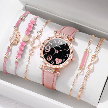 Montre multicolore pour femme, bracelet en cuir PU avec bracelet