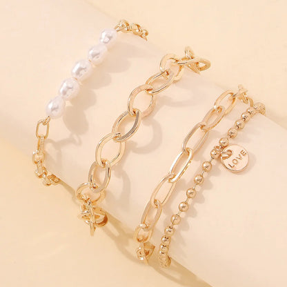 Bracelets en perles d'or géométriques pour femmes