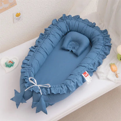 Cotton Nest Bed Newborn Bumper Soft Travel Bed Birth Gift Baby Portable Crib Lounger for Boys Girls