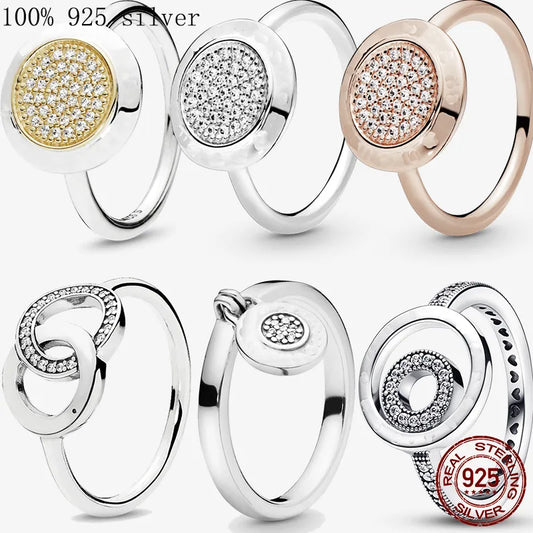 Bague Femme Argent 925 Cercles Bicolores