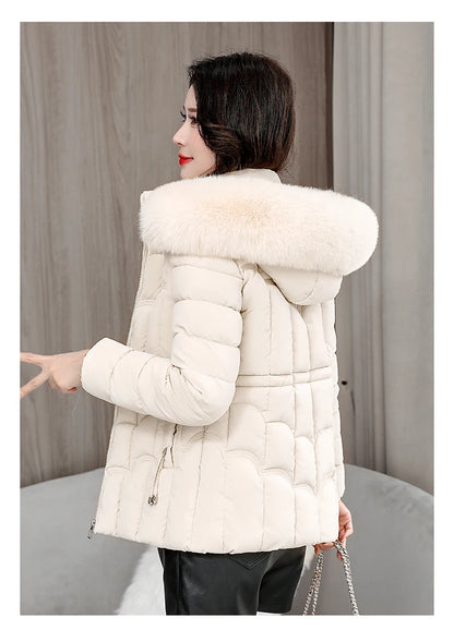Parka d'hiver à capuche matelassée en coton pour femme