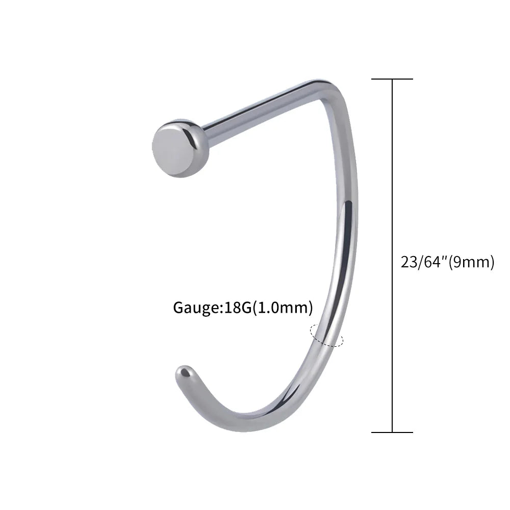 5PCS 20G Titanium Open D Shape Nose Ring Hoop