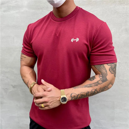 T-shirt à manches courtes en coton pour hommes, musculation, Fitness