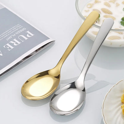 stainless steel flat spoon thickened eating spoon.