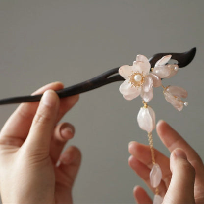 Haarspange mit Rosen und Schmetterlingen, goldfarbene Quaste