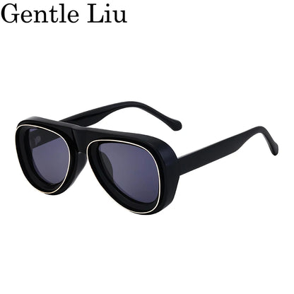 Men's Steampunk UV400 Oval Frame Sunglasses