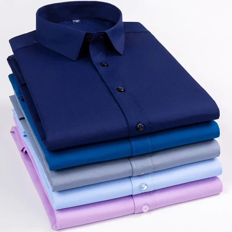 Chemise décontractée homme coupe slim à manches longues