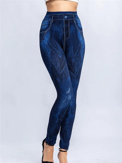 Women's Gym Leggins High Waist Elastic Butterfly Pritned Pencil Jeans