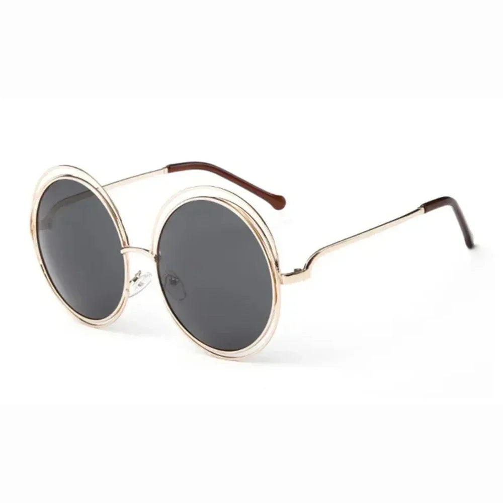 Women's Metal Frame Oversized Mirror Sunglasses