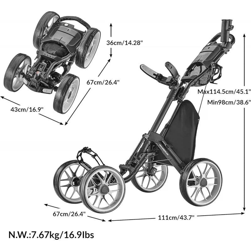 4 Wheel Golf Push Cart