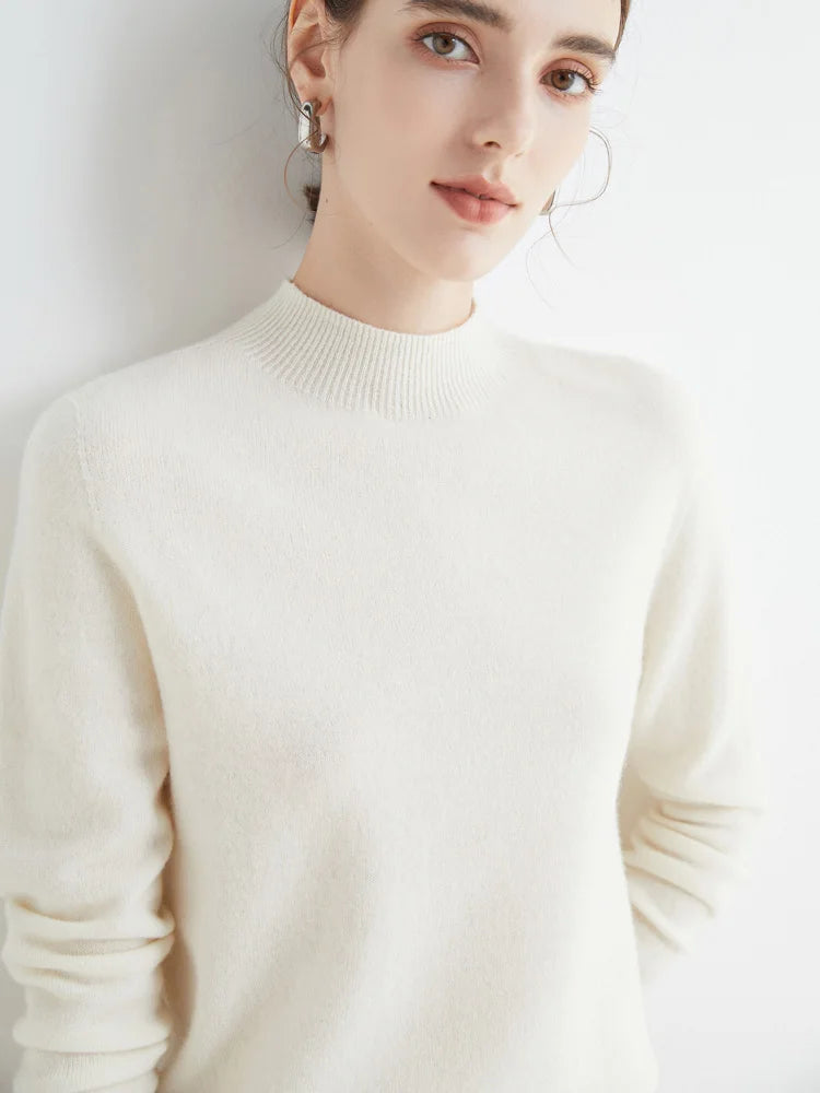 Women's Pure Woolen Slim Knitted Cashmere Sweater