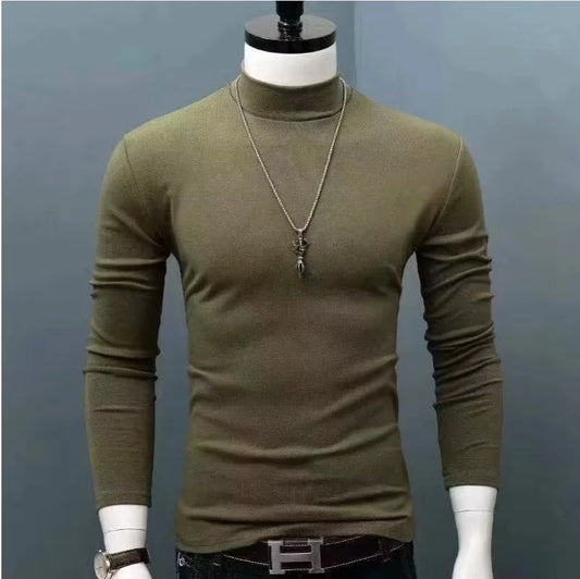Dünner Rollkragenpullover aus Baumwolle für Herren in Rotwein