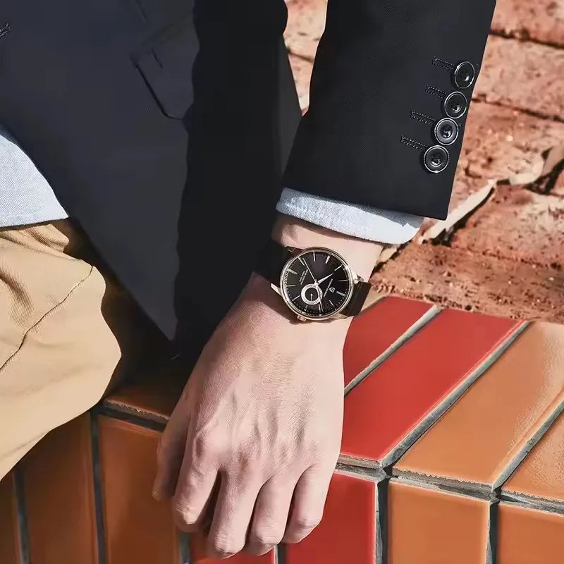 Men’s Quartz Watch – Waterproof Leather Strap Sports Wristwatch