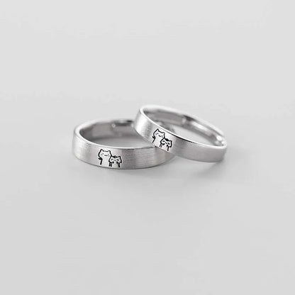 Dämonenaugen-Engelsflügel-Ring – Verstellbarer Unisex-Partnerring aus Legierung