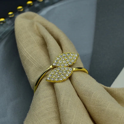 Gold & Silver Leaf Napkin Rings – 12 Pc Metal Napkin Holder