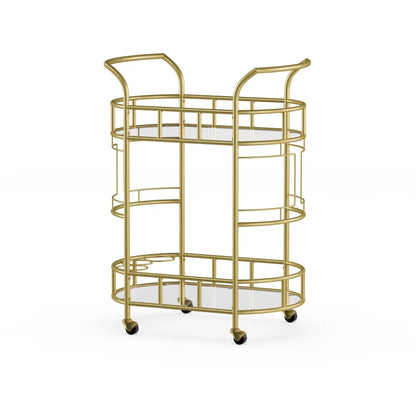 Matte Gold Fitzgerald Bar Cart 2-Tier Kitchen Trolley