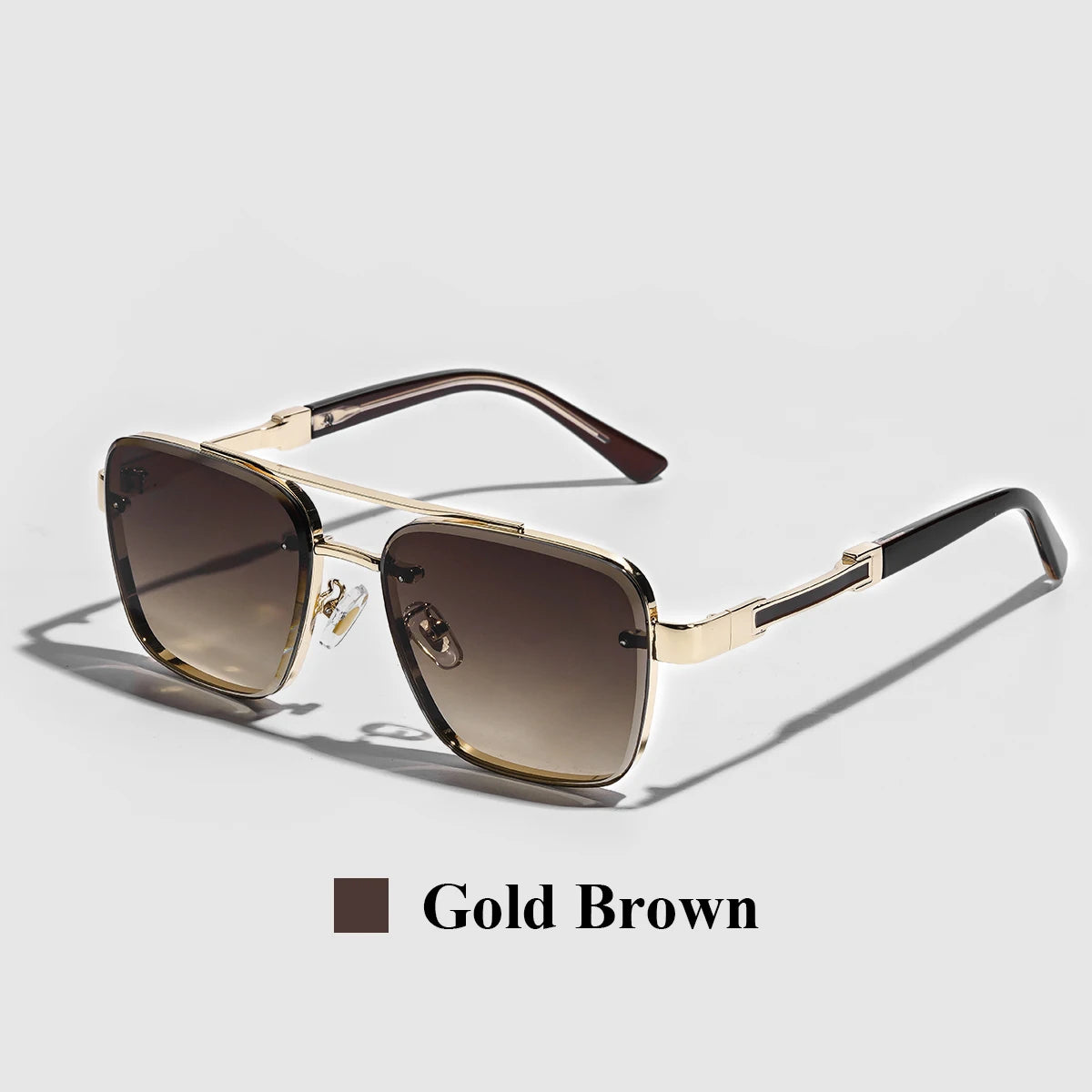 Men's Square Metal Frame Gradient Sunglasses