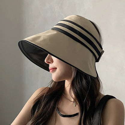 Chapeau de plage de protection UV à large bord réglable pour fille