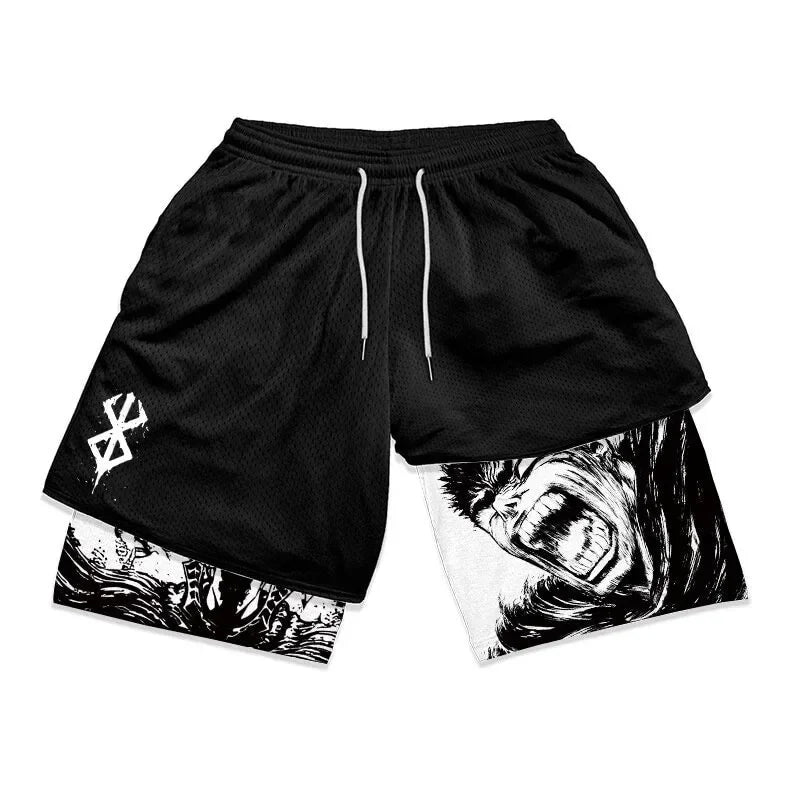 2-in-1-Turnshorts mit Berserker-Print für Herren