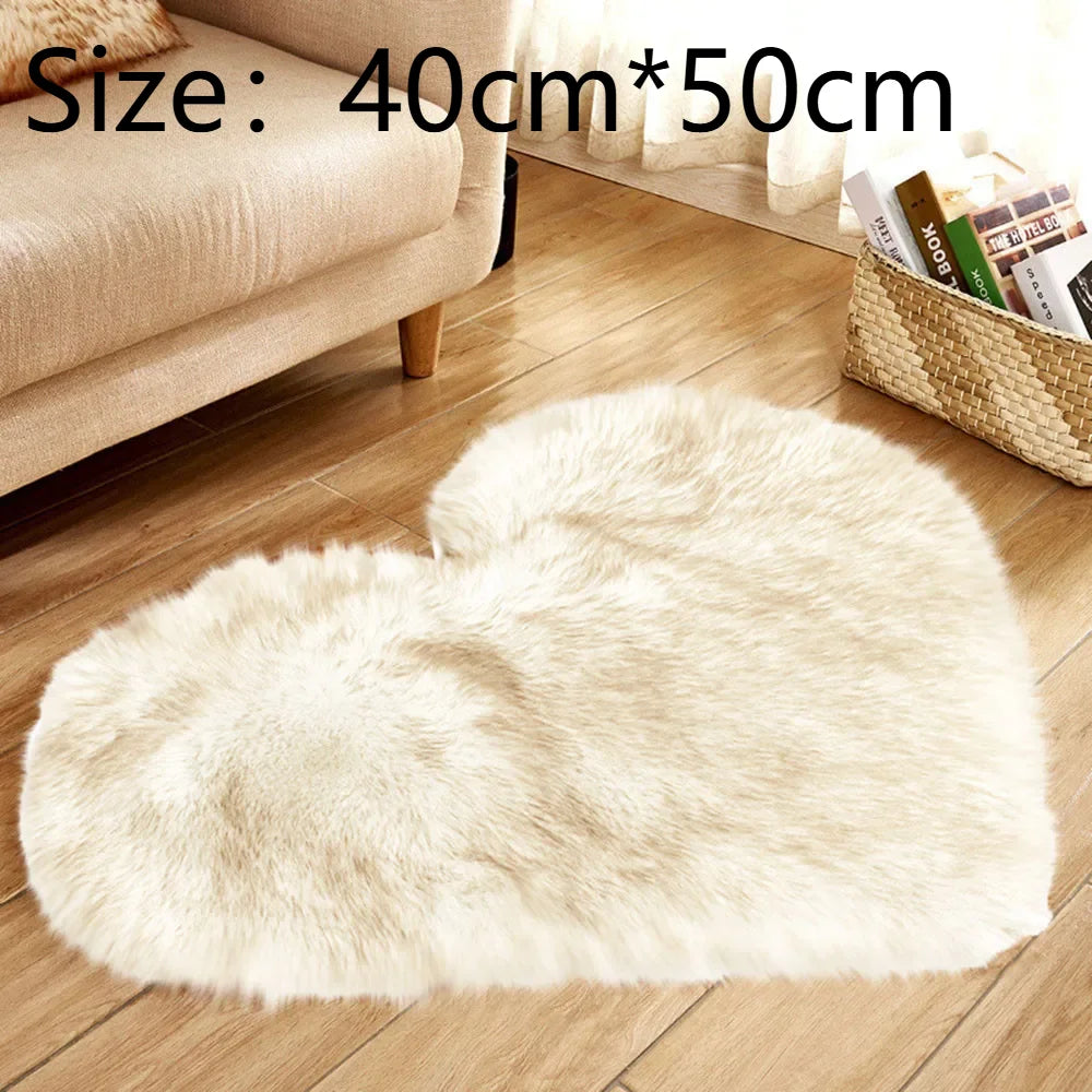 Heart Shaped Anti-Slip Faux Fur Rugs