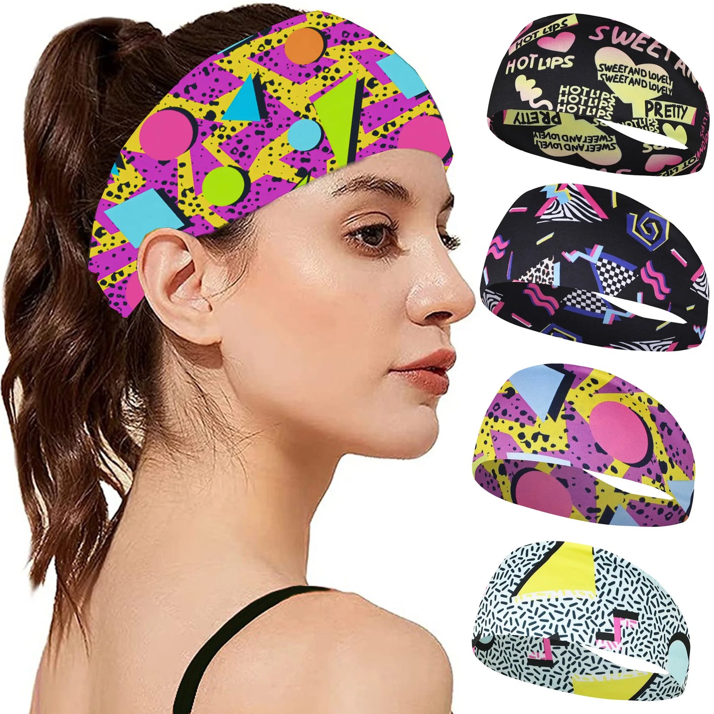 Vintage Print Sports Headband for Yoga & Running