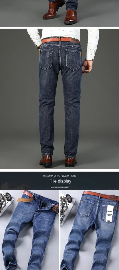 Men's Smart Straight Regular Blue Stretch Denim Jeans