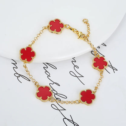 Gold-Plated Hollow Plum Blossom Double-Sided anklet Bracelet