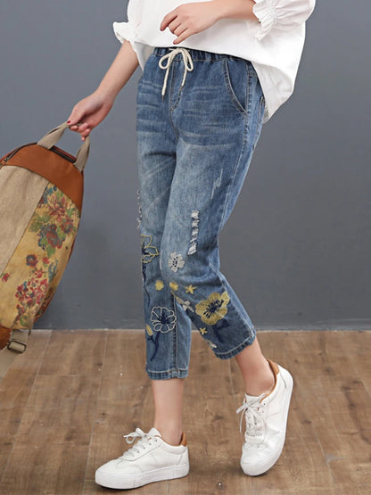 Ladies Vintage Embroidery Jeans