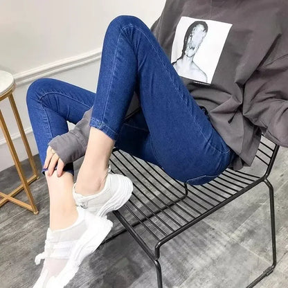 Jean crayon élastique taille haute pour femme