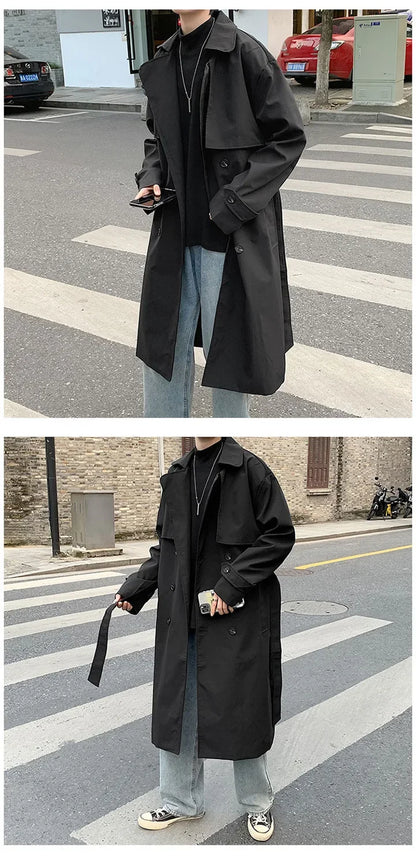 Men's Loose Fit Double Row Buttoning Trench Overcoat