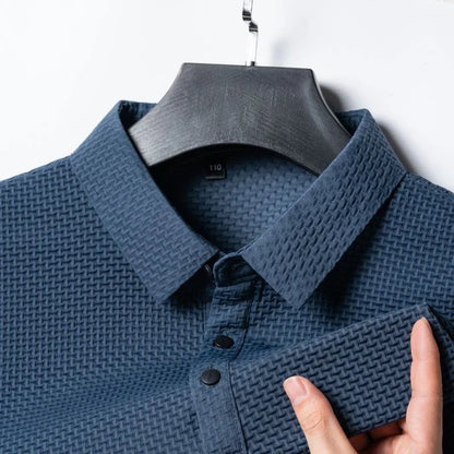 Nouveau polo à manches courtes pour homme en soie glacée