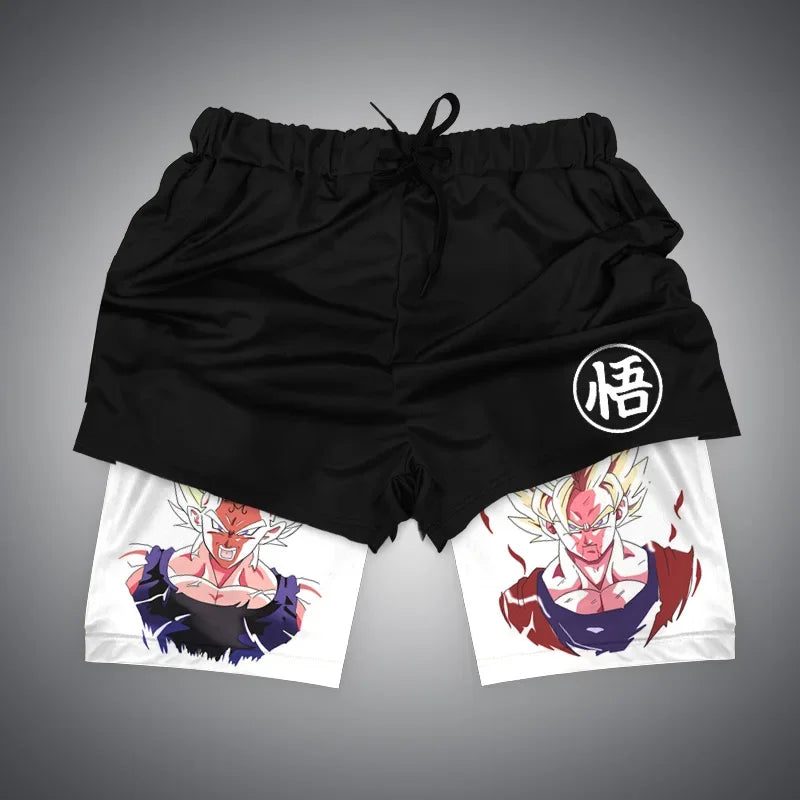 Dragon Ball & One Piece Anime Print Gym Shorts