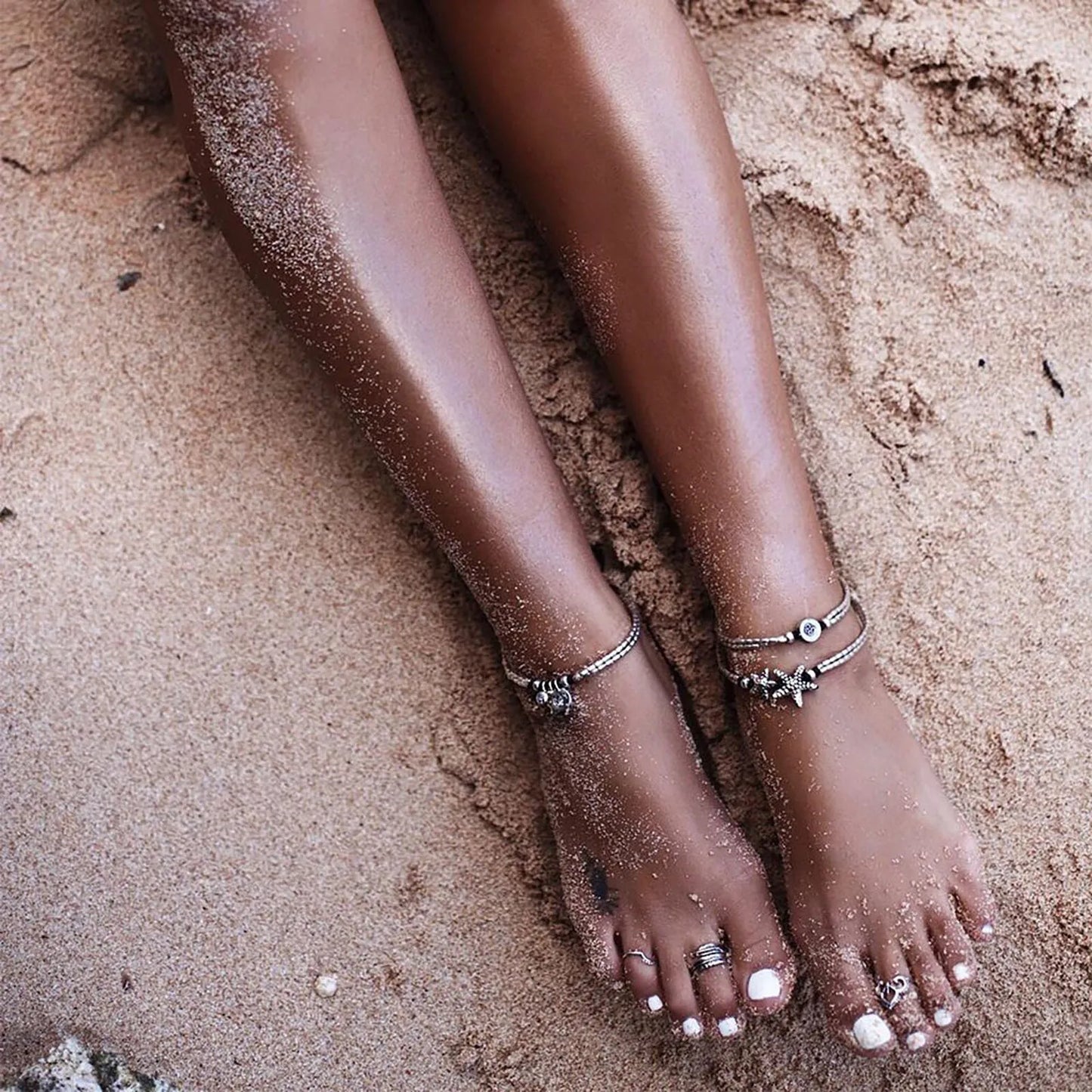 Vintage Handmade Beads Chain Anklets