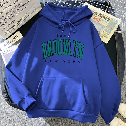 1898 Brooklyn New York Bedruckter Fleece-Kapuzenpullover für Damen