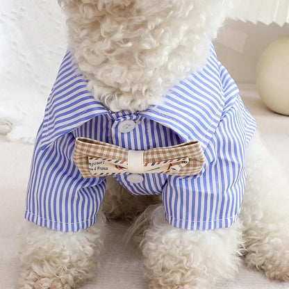 Gestreifte Hemden mit Schleife für Hundebekleidung